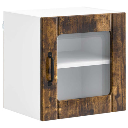 vidaXL Wall Glass Cabinet LUCCA Smoked Oak 40 x 31 x 40 cm