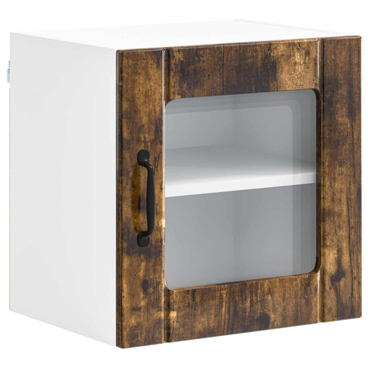vidaXL Wall Glass Cabinet LUCCA Smoked Oak 40 x 31 x 40 cm