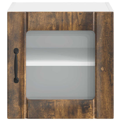 vidaXL Wall Glass Cabinet LUCCA Smoked Oak 40 x 31 x 40 cm