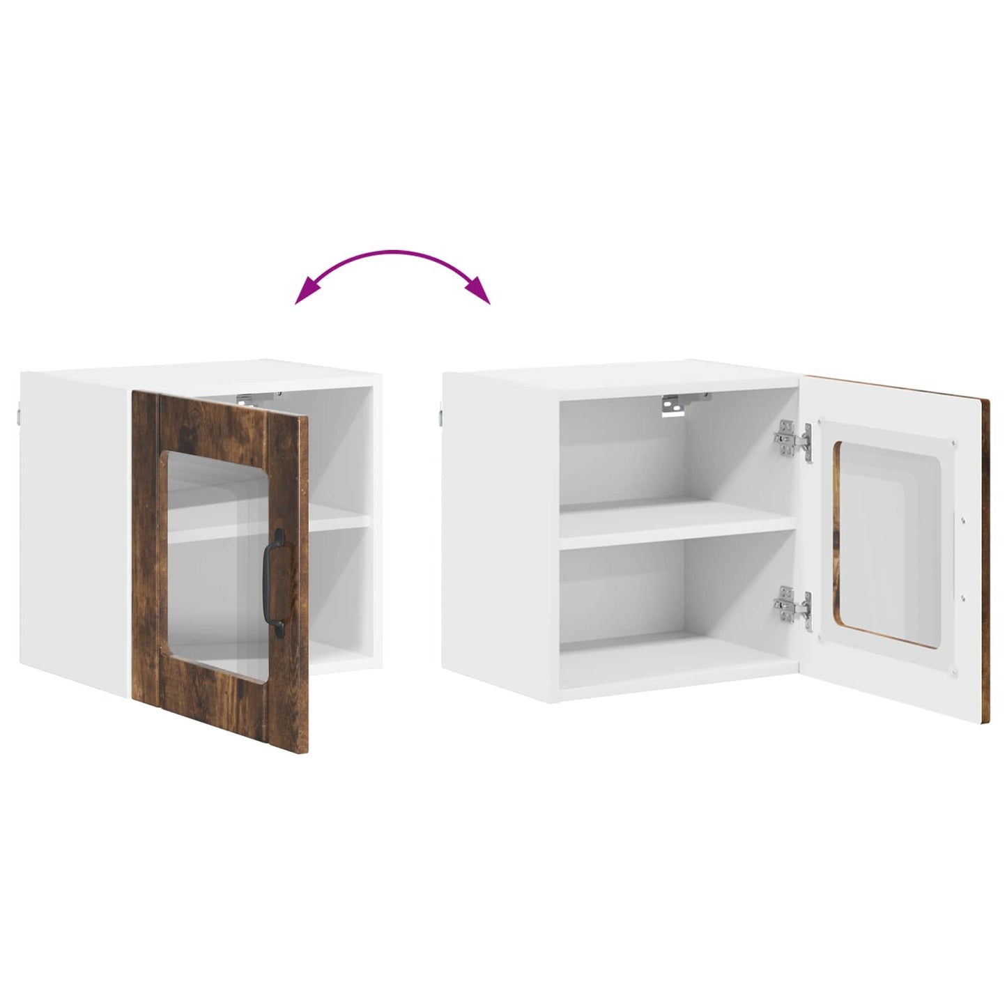 vidaXL Wall Glass Cabinet LUCCA Smoked Oak 40 x 31 x 40 cm