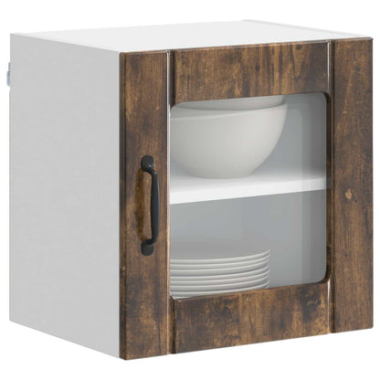 vidaXL Wall Glass Cabinet LUCCA Smoked Oak 40 x 31 x 40 cm