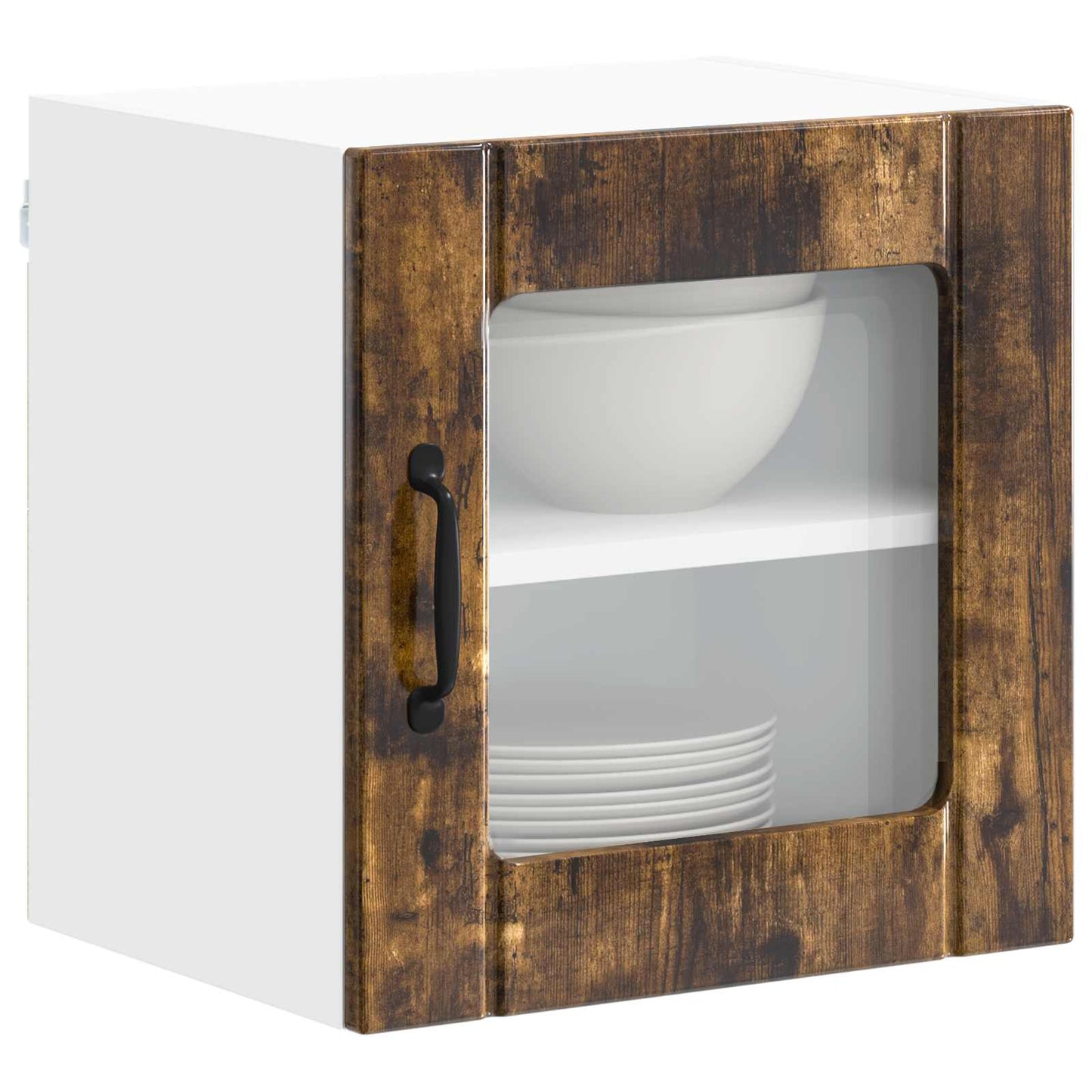 vidaXL Wall Glass Cabinet LUCCA Smoked Oak 40 x 31 x 40 cm