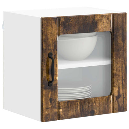 vidaXL Wall Glass Cabinet LUCCA Smoked Oak 40 x 31 x 40 cm