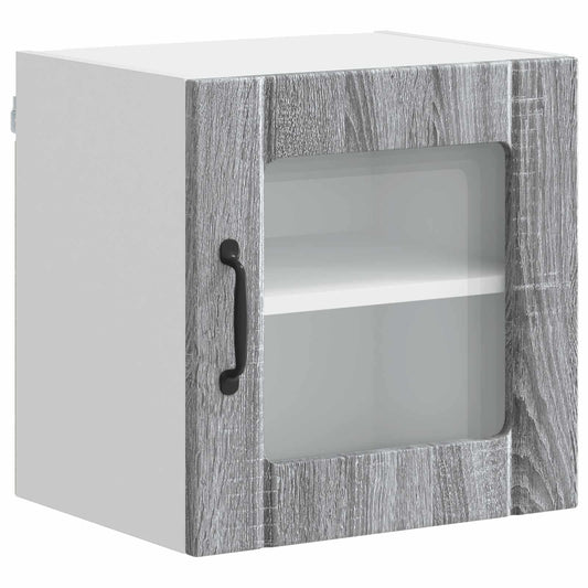 vidaXL Wall Glass Cabinet LUCCA Grey Sonoma 40 x 31 x 40 cm