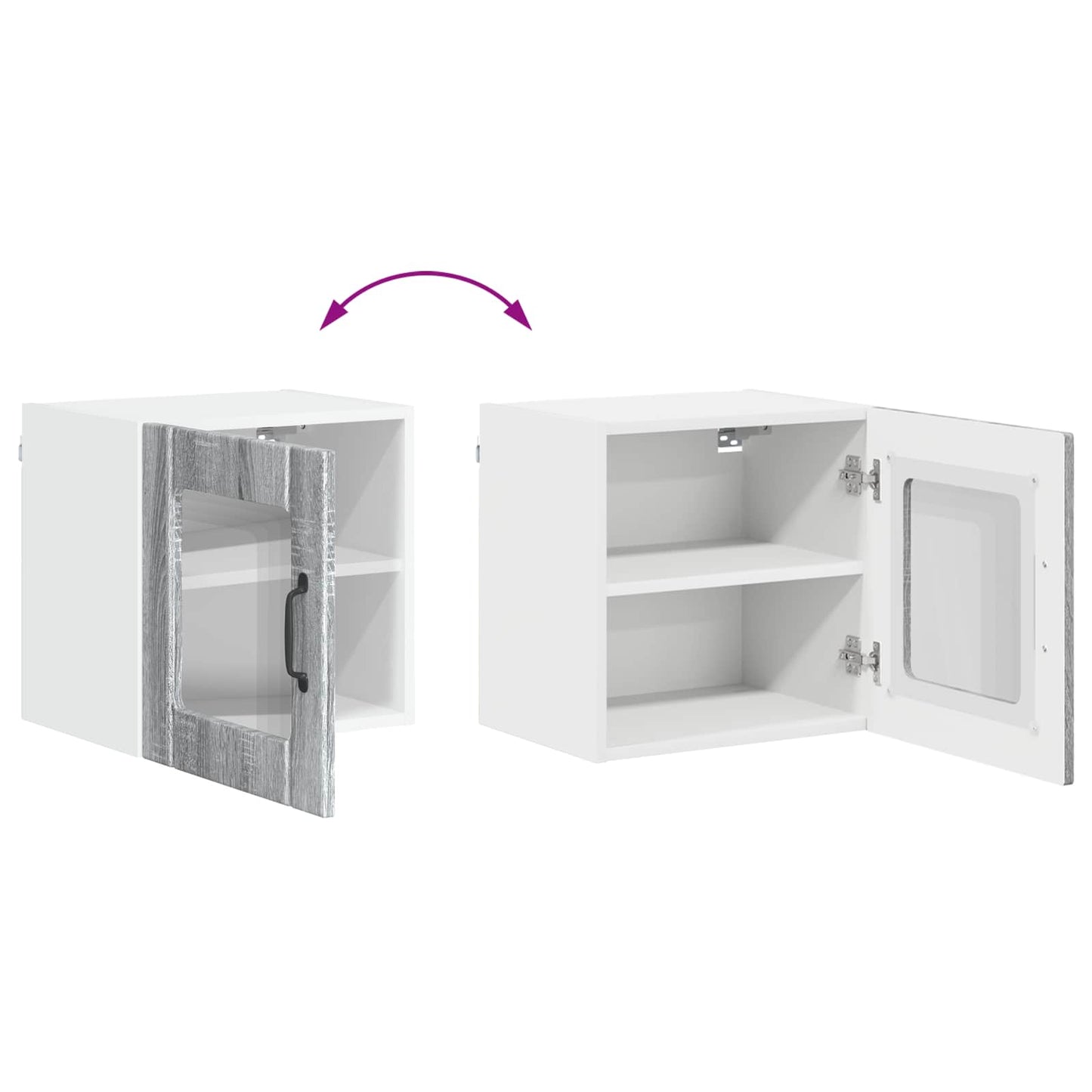 vidaXL Wall Glass Cabinet LUCCA Grey Sonoma 40 x 31 x 40 cm
