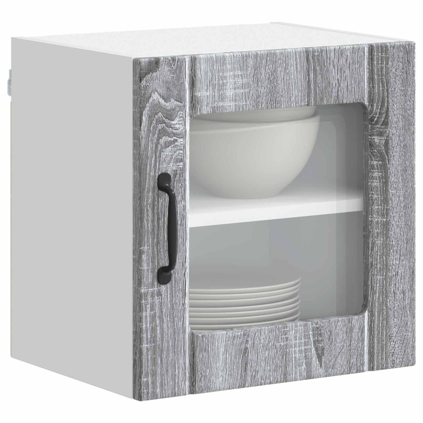 vidaXL Wall Glass Cabinet LUCCA Grey Sonoma 40 x 31 x 40 cm