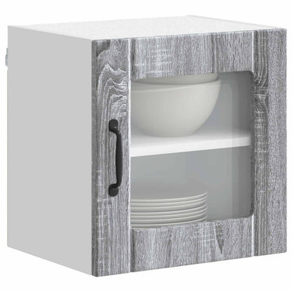 vidaXL Wall Glass Cabinet LUCCA Grey Sonoma 40 x 31 x 40 cm