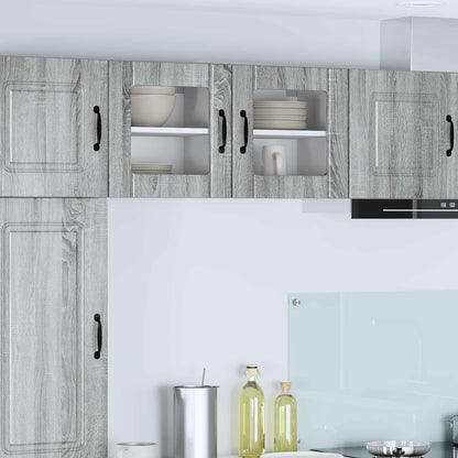 vidaXL Wall Glass Cabinet LUCCA 2 pcs Grey Sonoma 40 x 31 x 40 cm