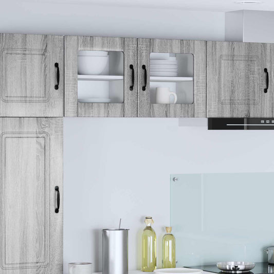 vidaXL Wall Glass Cabinet LUCCA 2 pcs Grey Sonoma 40 x 31 x 40 cm