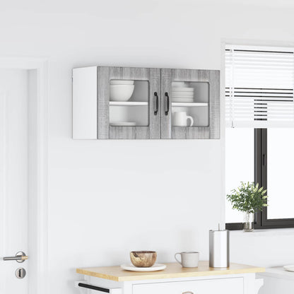 vidaXL Wall Glass Cabinet LUCCA 2 pcs Grey Sonoma 40 x 31 x 40 cm