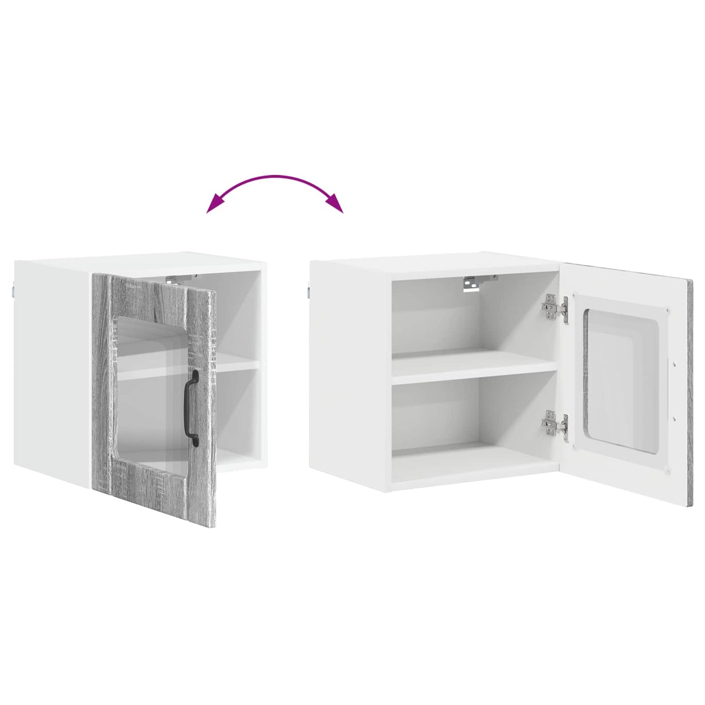 vidaXL Wall Glass Cabinet LUCCA 2 pcs Grey Sonoma 40 x 31 x 40 cm