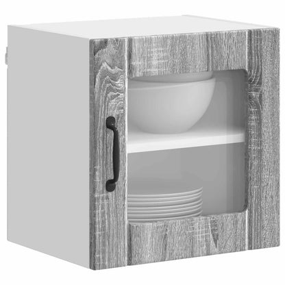 vidaXL Wall Glass Cabinet LUCCA 2 pcs Grey Sonoma 40 x 31 x 40 cm