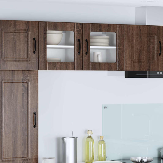 vidaXL Wall Glass Cabinet LUCCA Brown Oak 40 x 31 x 40 cm