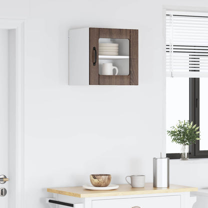 vidaXL Wall Glass Cabinet LUCCA Brown Oak 40 x 31 x 40 cm