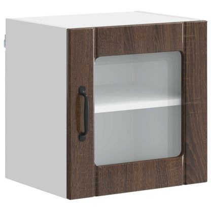 vidaXL Wall Glass Cabinet LUCCA Brown Oak 40 x 31 x 40 cm