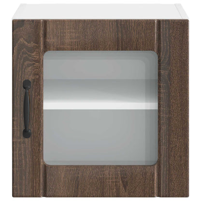 vidaXL Wall Glass Cabinet LUCCA Brown Oak 40 x 31 x 40 cm