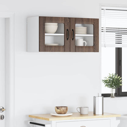 vidaXL Wall Glass Cabinet LUCCA 2 pcs Brown Oak 40 x 31 x 40 cm