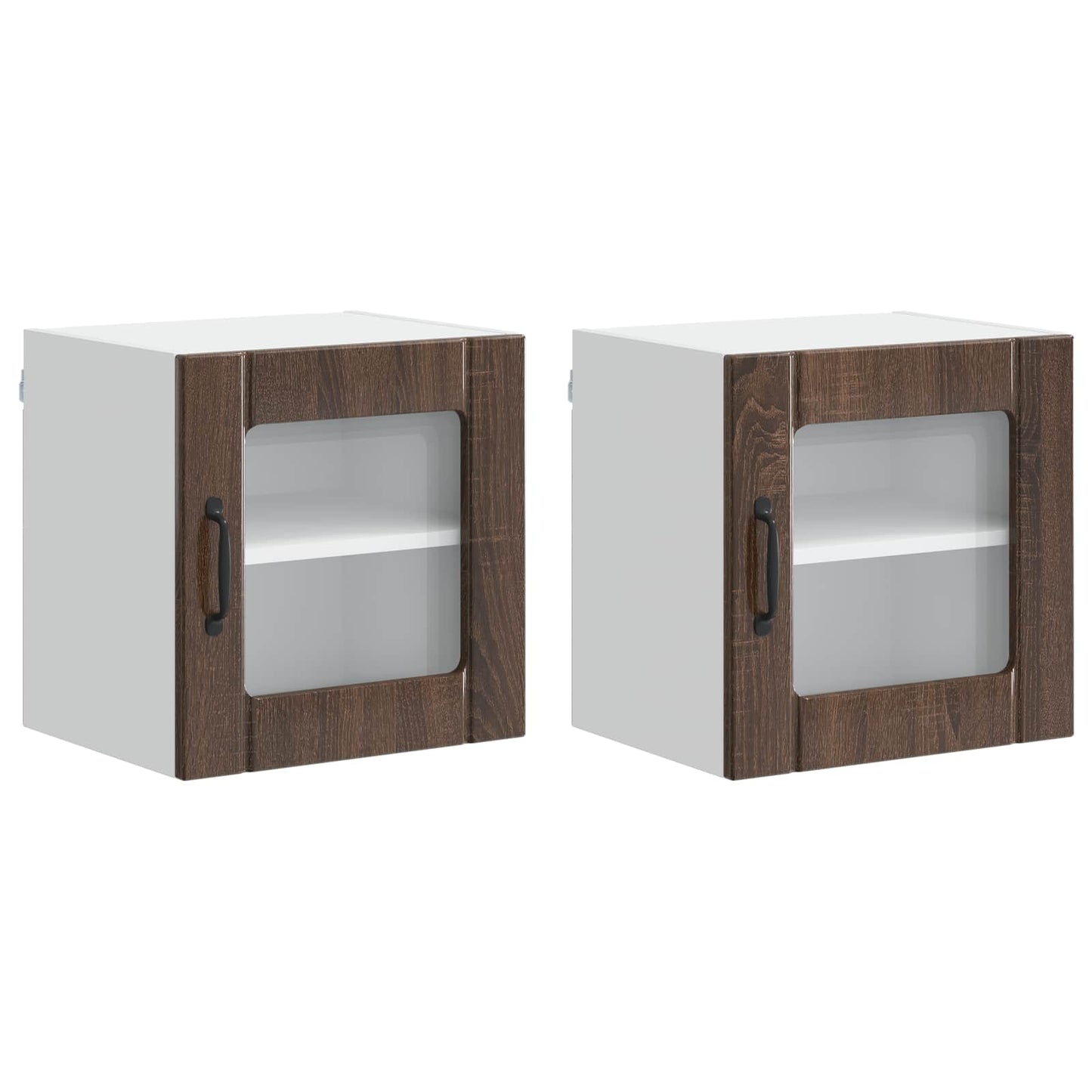 vidaXL Wall Glass Cabinet LUCCA 2 pcs Brown Oak 40 x 31 x 40 cm