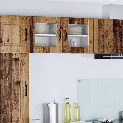 vidaXL Wall Glass Cabinet LUCCA Old Wood 40 x 31 x 40 cm