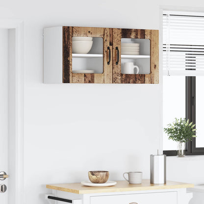 vidaXL Wall Glass Cabinet LUCCA 2 pcs Old Wood 40 x 31 x 40 cm