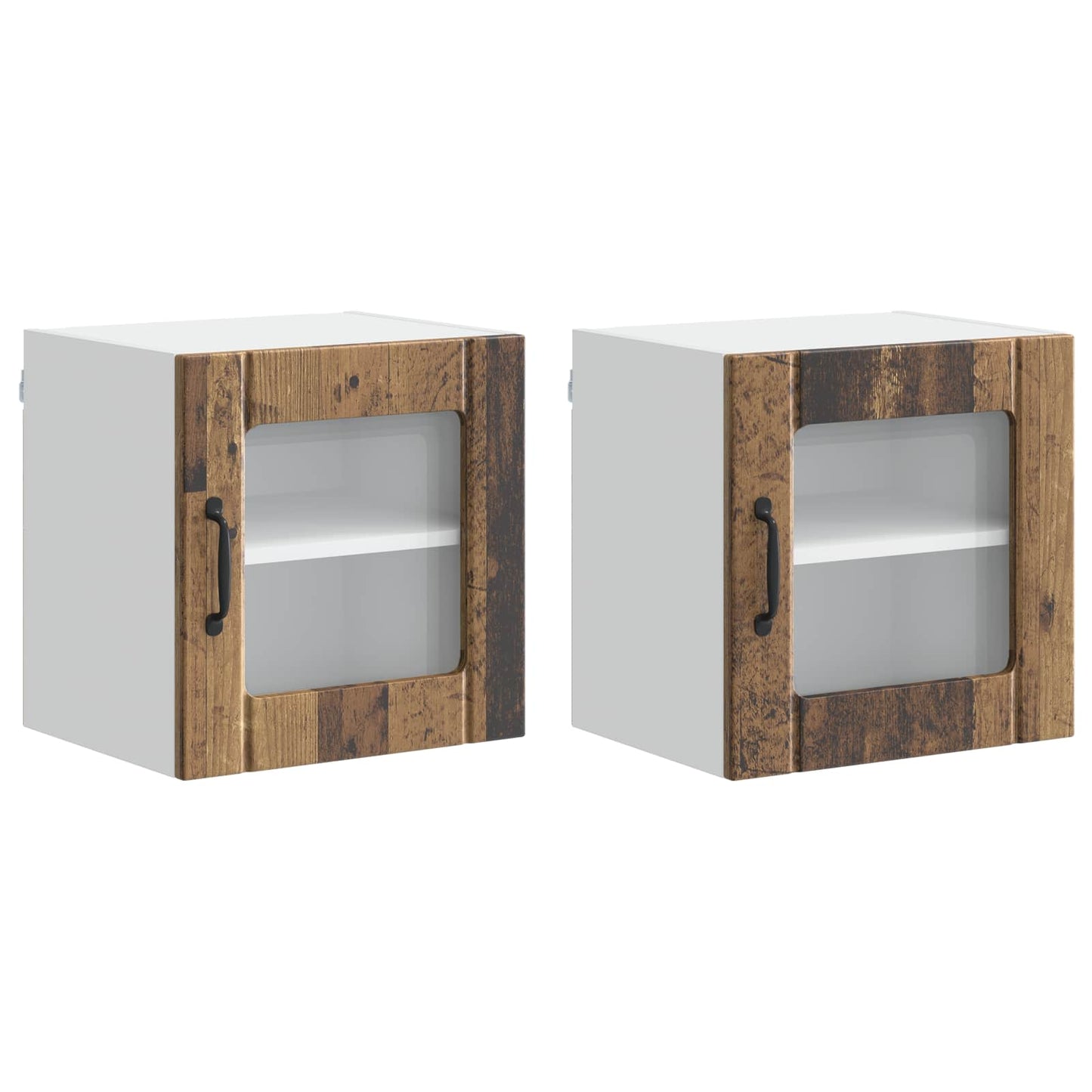 vidaXL Wall Glass Cabinet LUCCA 2 pcs Old Wood 40 x 31 x 40 cm