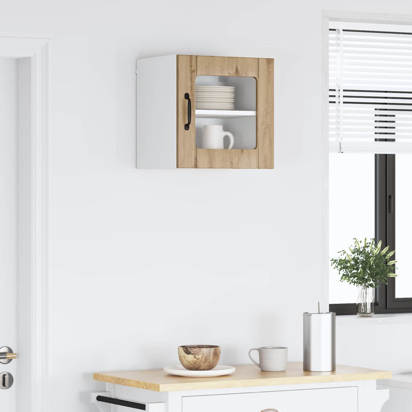 vidaXL Wall Glass Cabinet LUCCA Artisan Oak 40 x 31 x 40 cm