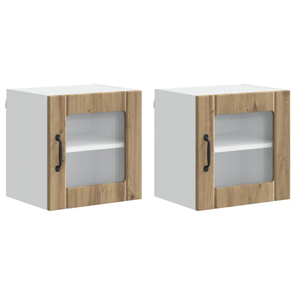 vidaXL Wall Glass Cabinet LUCCA 2 pcs Artisan Oak Engineered Wood