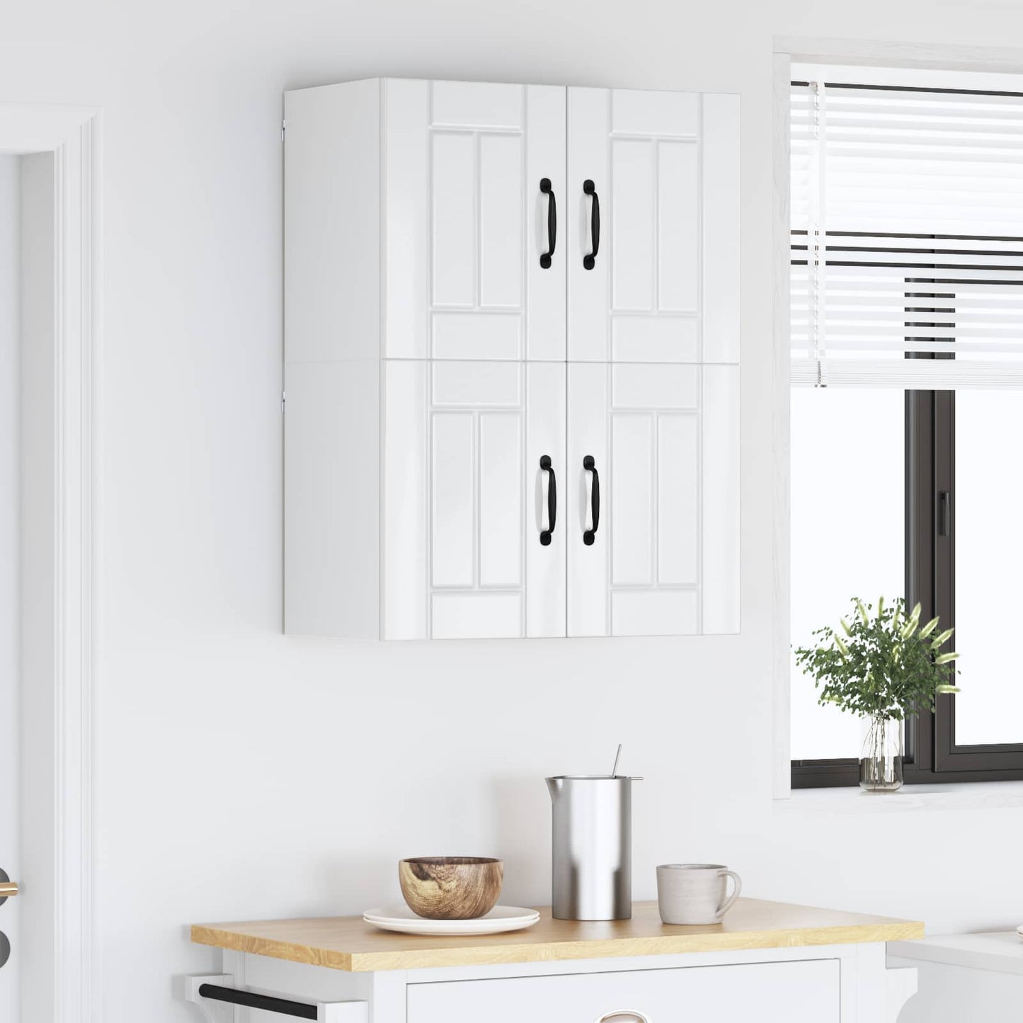 vidaXL Wall Cabinet LUCCA 2 pcs High Gloss White 60 x 31 x 40 cm