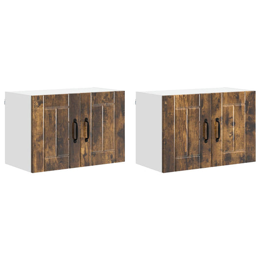 vidaXL Wall Cabinet LUCCA 2 pcs Smoked Oak 60 x 31 x 40 cm