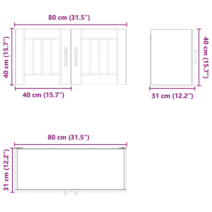 vidaXL Wall Cabinet LUCCA Old Wood 80 x 31 x 40 cm Engineered Wood