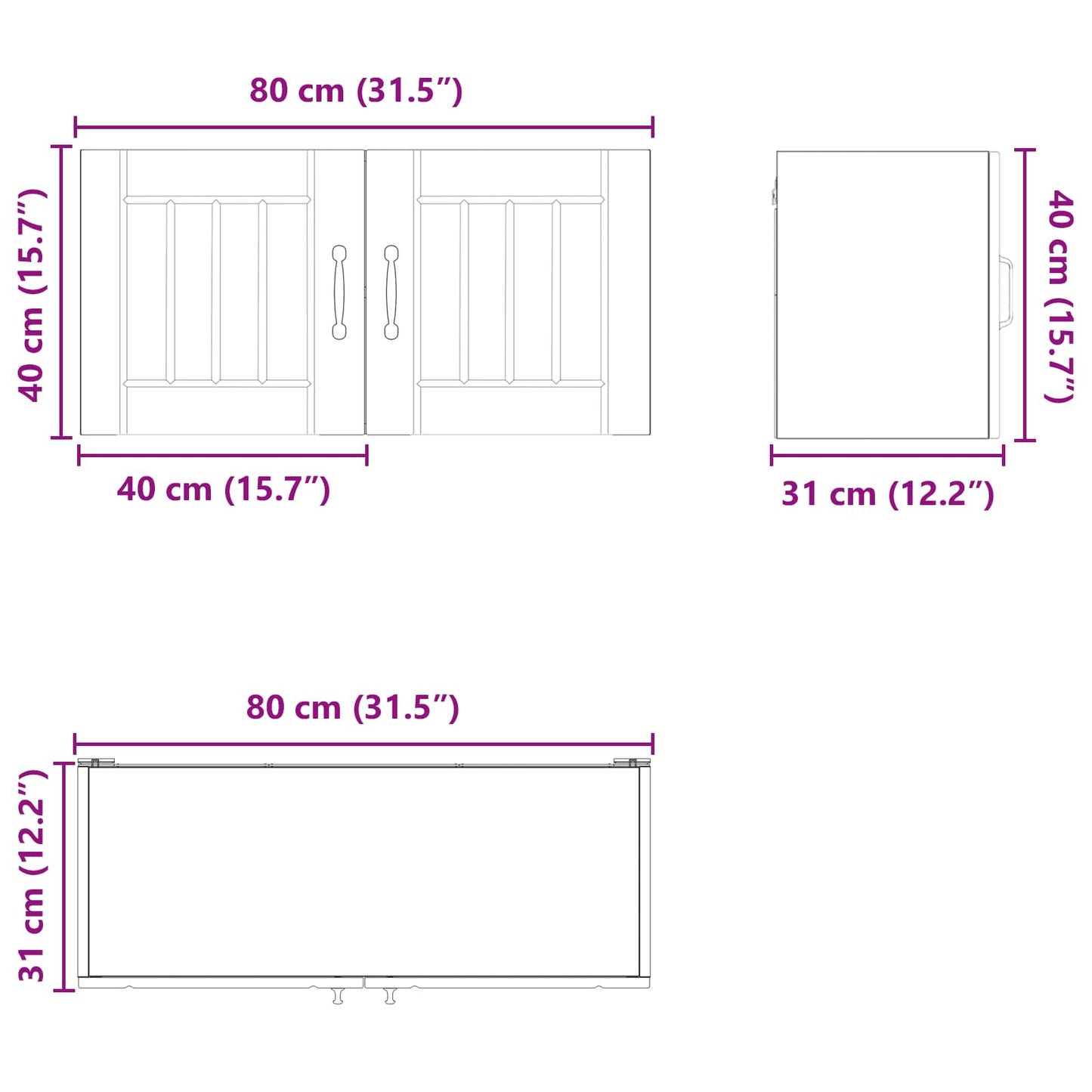 vidaXL Wall Cabinet LUCCA Old Wood 80 x 31 x 40 cm Engineered Wood