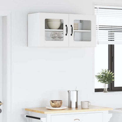 vidaXL Wall Glass Cabinet LUCCA White 80 x 31 x 40 cm Engineered Wood
