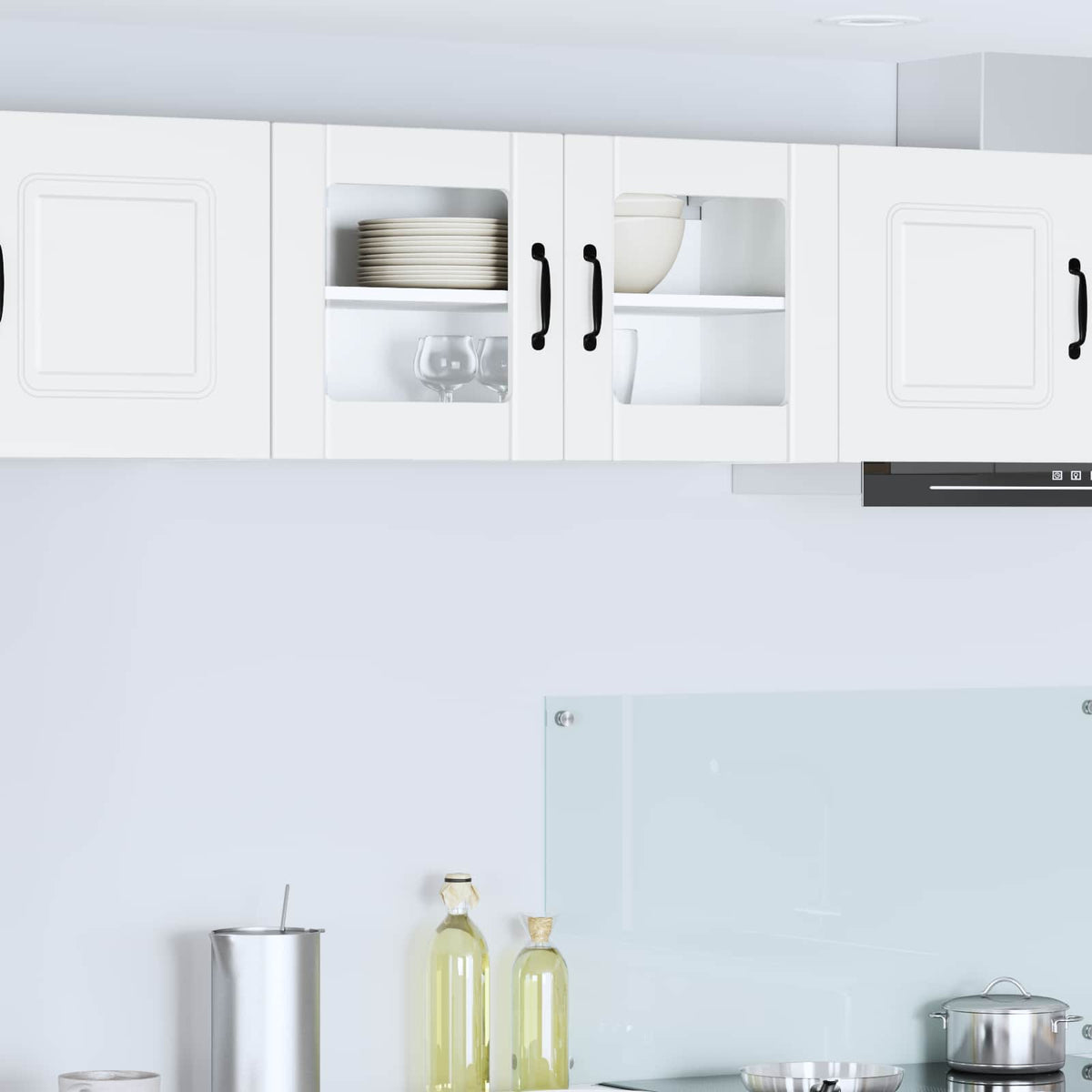 vidaXL Wall Glass Cabinet LUCCA White 80 x 31 x 40 cm Engineered Wood