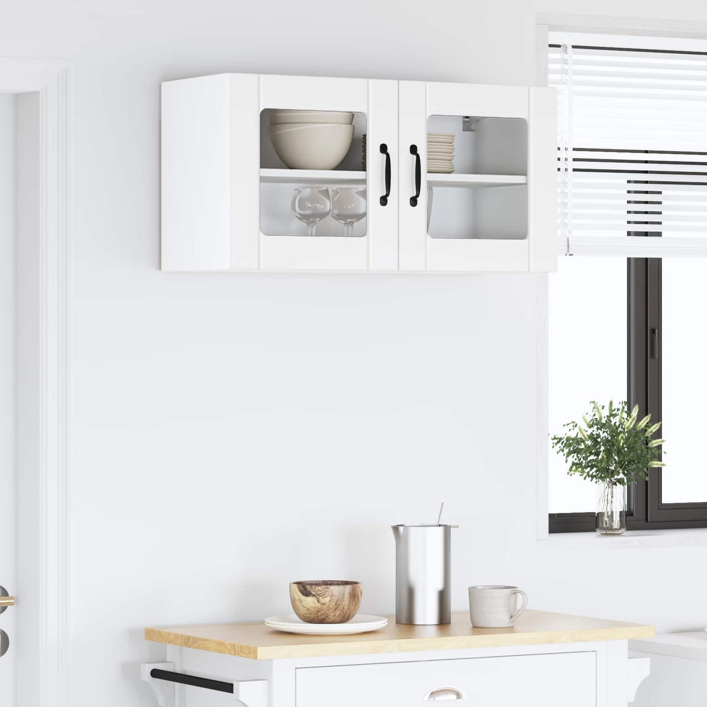 vidaXL Wall Glass Cabinet LUCCA White 80 x 31 x 40 cm Engineered Wood