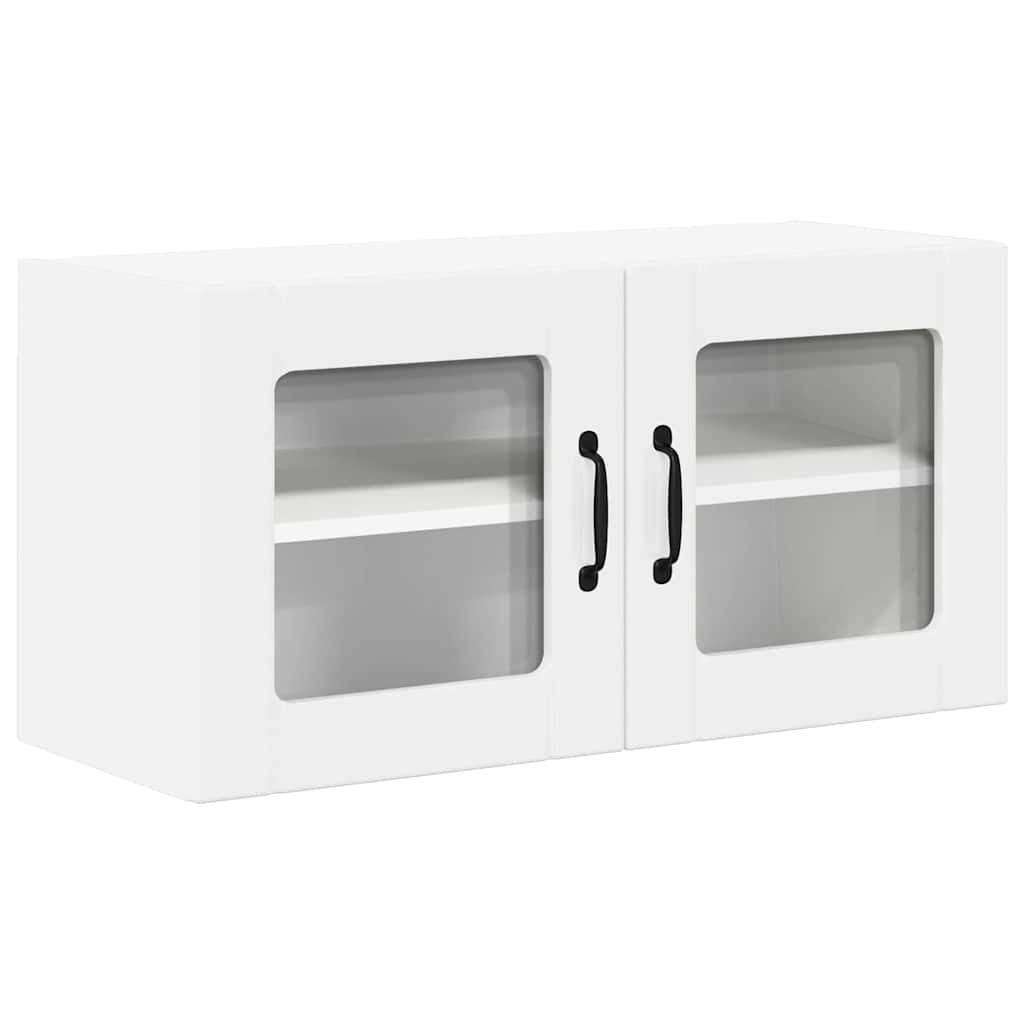 vidaXL Wall Glass Cabinet LUCCA White 80 x 31 x 40 cm Engineered Wood