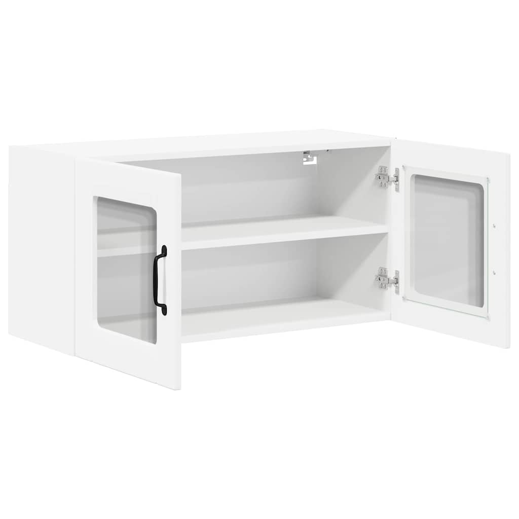 vidaXL Wall Glass Cabinet LUCCA White 80 x 31 x 40 cm Engineered Wood