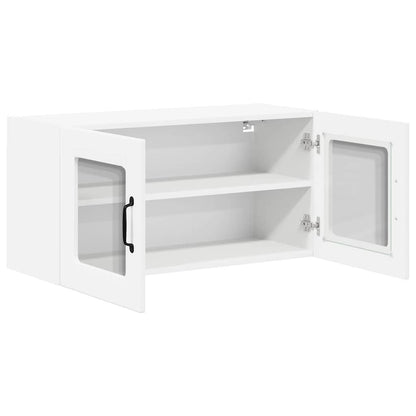 vidaXL Wall Glass Cabinet LUCCA White 80 x 31 x 40 cm Engineered Wood