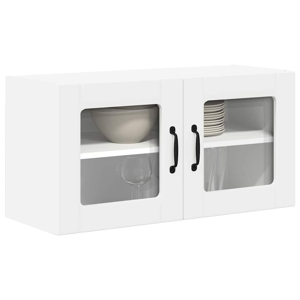 vidaXL Wall Glass Cabinet LUCCA White 80 x 31 x 40 cm Engineered Wood