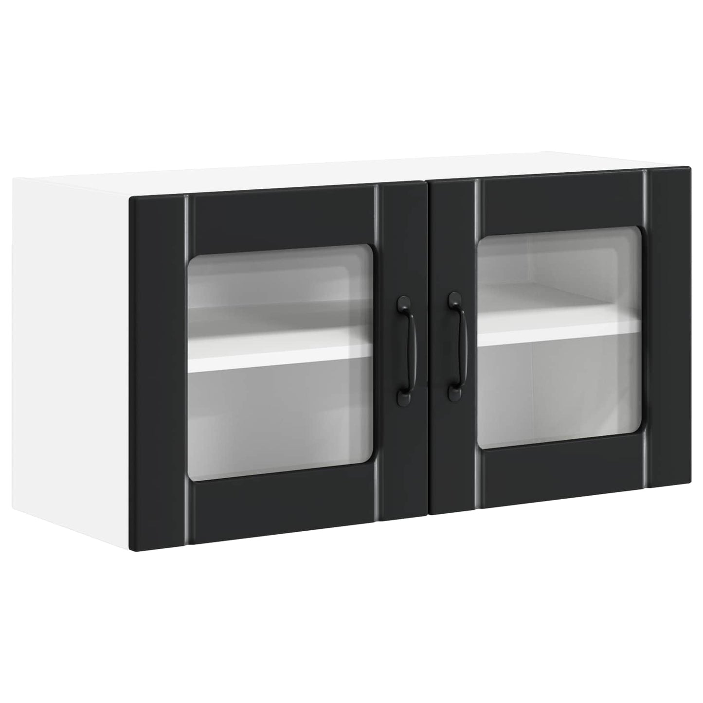 vidaXL Wall Glass Cabinet LUCCA Black 80 x 31 x 40 cm Engineered Wood