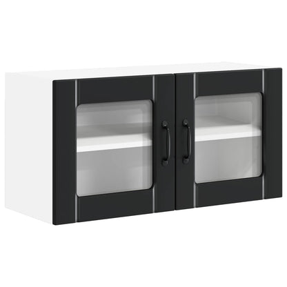 vidaXL Wall Glass Cabinet LUCCA Black 80 x 31 x 40 cm Engineered Wood
