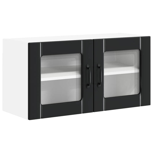 vidaXL Wall Glass Cabinet LUCCA Black 80 x 31 x 40 cm Engineered Wood