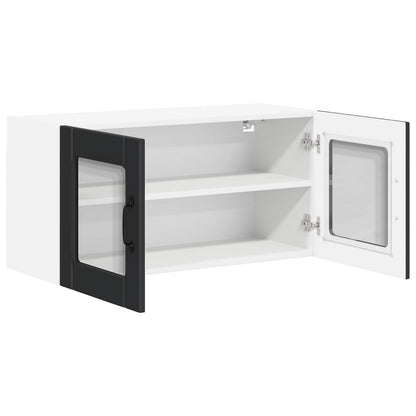 vidaXL Wall Glass Cabinet LUCCA Black 80 x 31 x 40 cm Engineered Wood