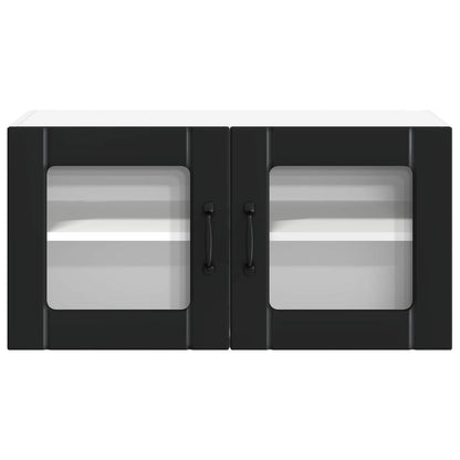vidaXL Wall Glass Cabinet LUCCA Black 80 x 31 x 40 cm Engineered Wood