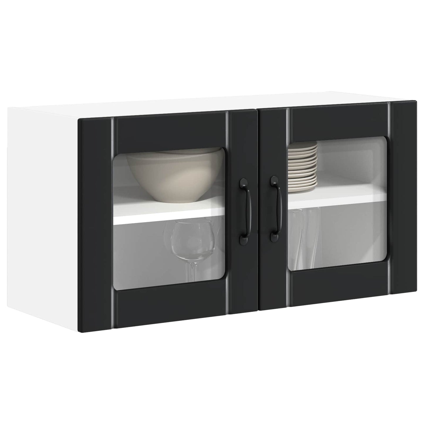 vidaXL Wall Glass Cabinet LUCCA Black 80 x 31 x 40 cm Engineered Wood