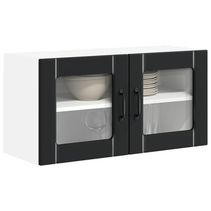 vidaXL Wall Glass Cabinet LUCCA Black 80 x 31 x 40 cm Engineered Wood