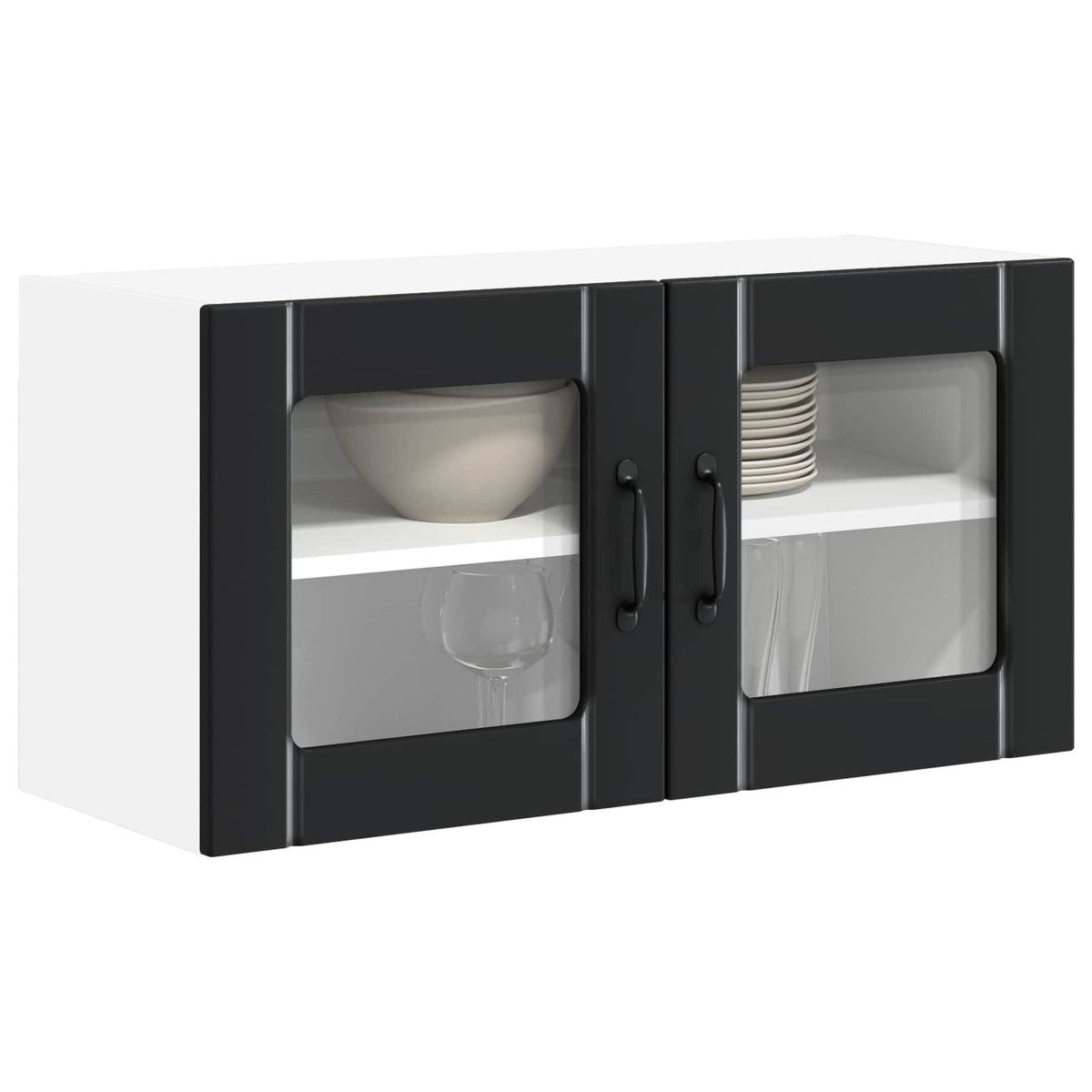 vidaXL Wall Glass Cabinet LUCCA Black 80 x 31 x 40 cm Engineered Wood