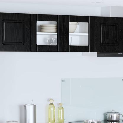 vidaXL Wall Glass Cabinet LUCCA Black Oak 80 x 31 x 40 cm