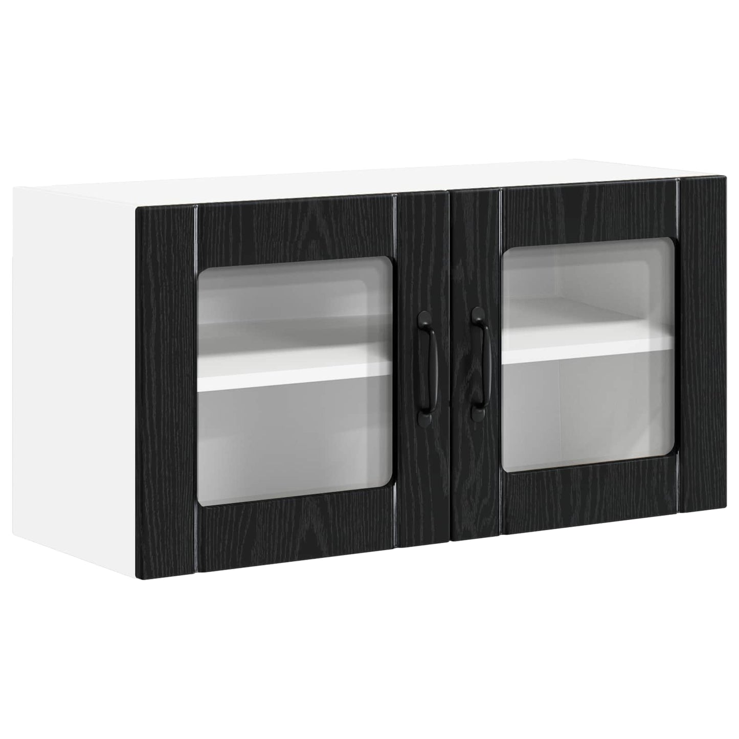 vidaXL Wall Glass Cabinet LUCCA Black Oak 80 x 31 x 40 cm