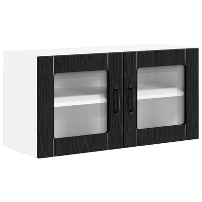 vidaXL Wall Glass Cabinet LUCCA Black Oak 80 x 31 x 40 cm