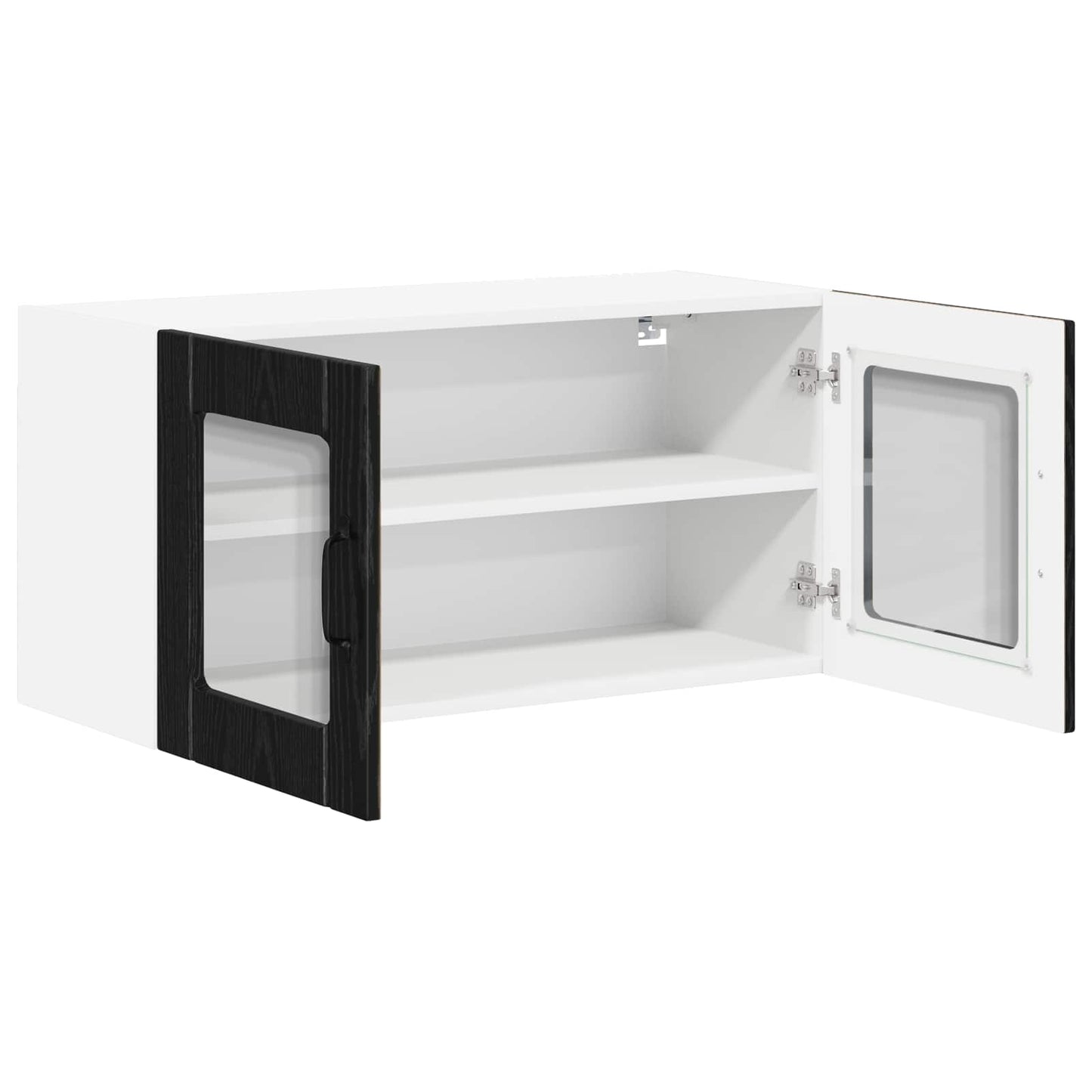 vidaXL Wall Glass Cabinet LUCCA Black Oak 80 x 31 x 40 cm